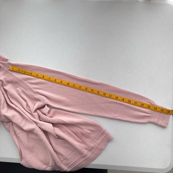 Athleta Pink Knit V Neck Hoodie Pocket Casual Sweater Top Women's XS - Picture 9 of 10